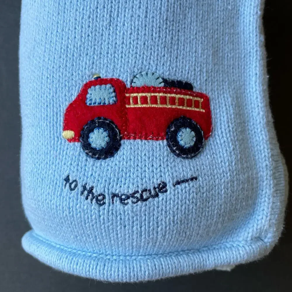 Lullaby Club Layette Firetruck Baby Blanket Light Blue To The Rescue